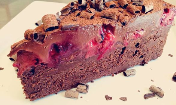 Truffled Flourless Chocolate Cake with Berries